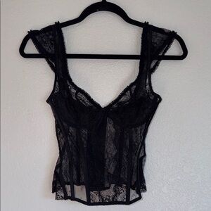 Reformation vintage Black Lace goth corset Top